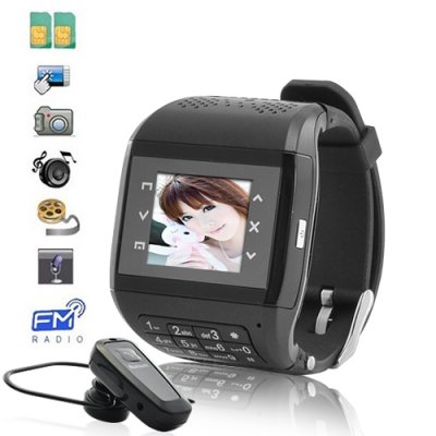 Dual SIM 1.5'' Touchscreen Watch Cellphone with Keypad + Wireless Transmission
